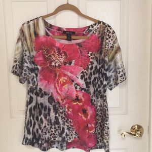 Embellished animal print top